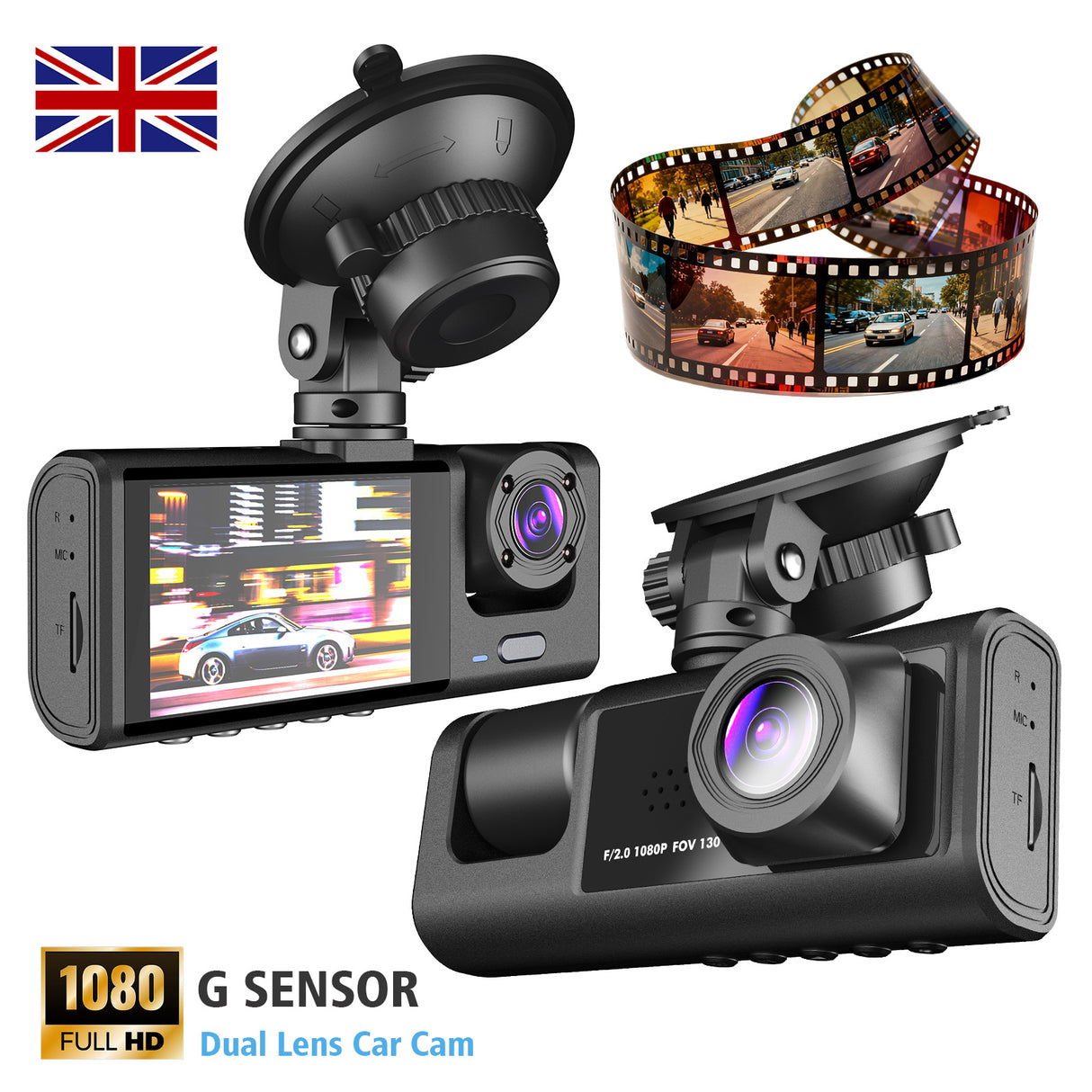 4" Triple Lens 1080P Dash Cam with Front & Rear Camera (2)
