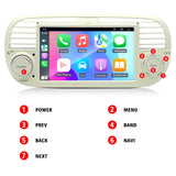 7'' Apple Carplay Android 13 Radio Stereo 2+32G — Fiat 500 2007-2015