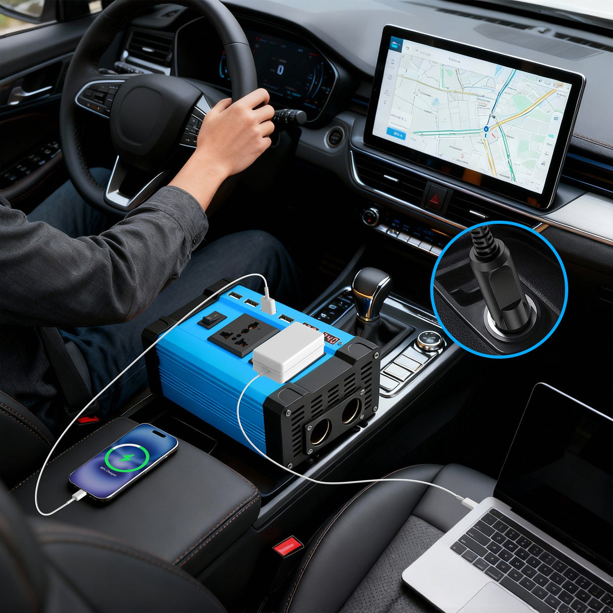 5000W 12V to 220V Car Power Inverter with 2 AC & 4 USB-A