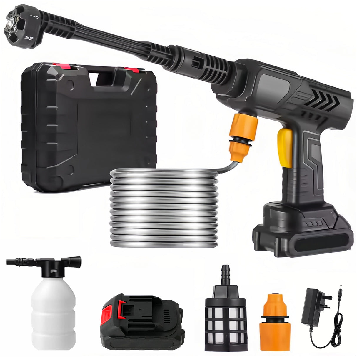 6-in-1 Cordless Pressure Washer with 10m Hose and Battery Kit