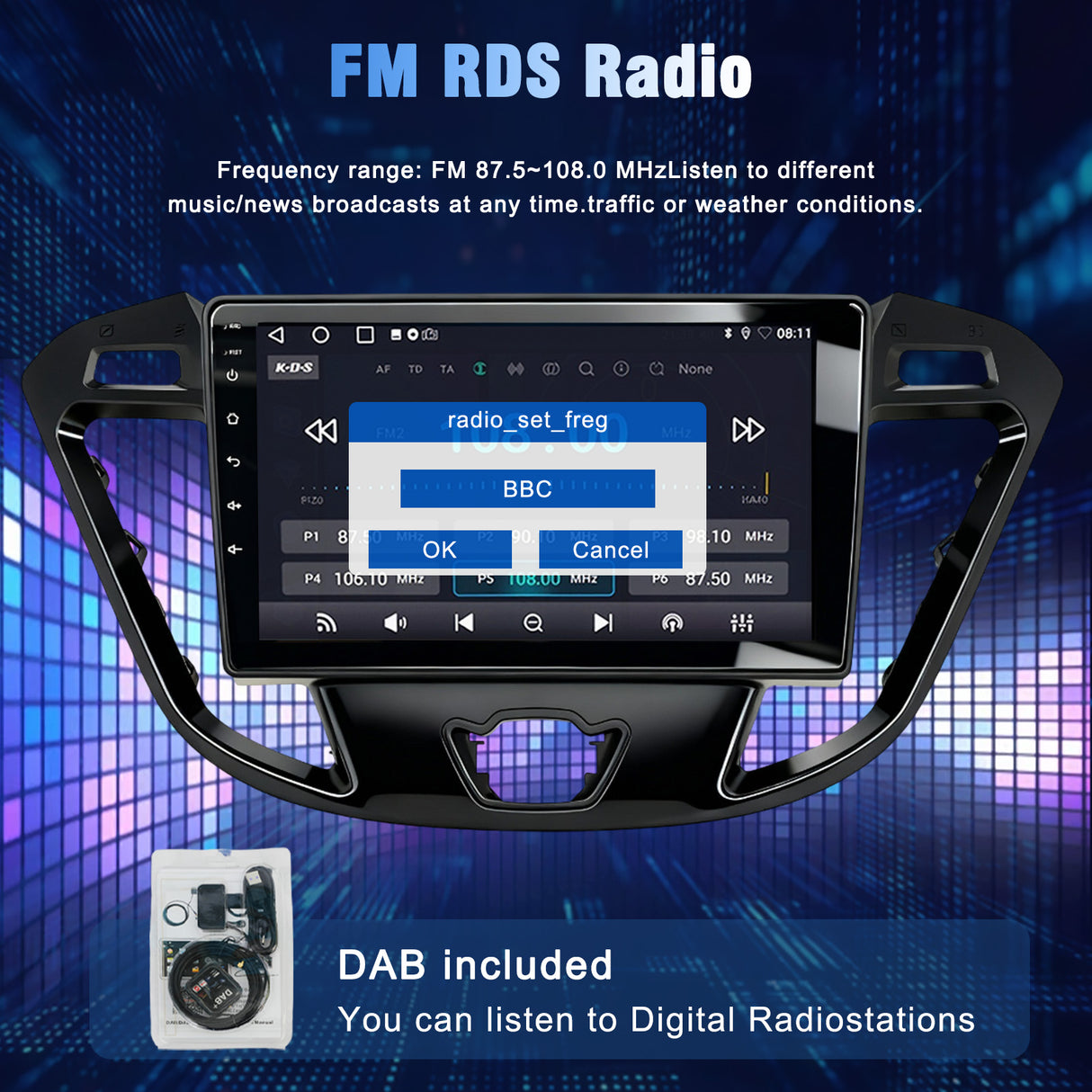 9'' Apple Carplay Android 14 DAB+ Radio Stereo 2+32G — Ford Transit Custom 2012-2021