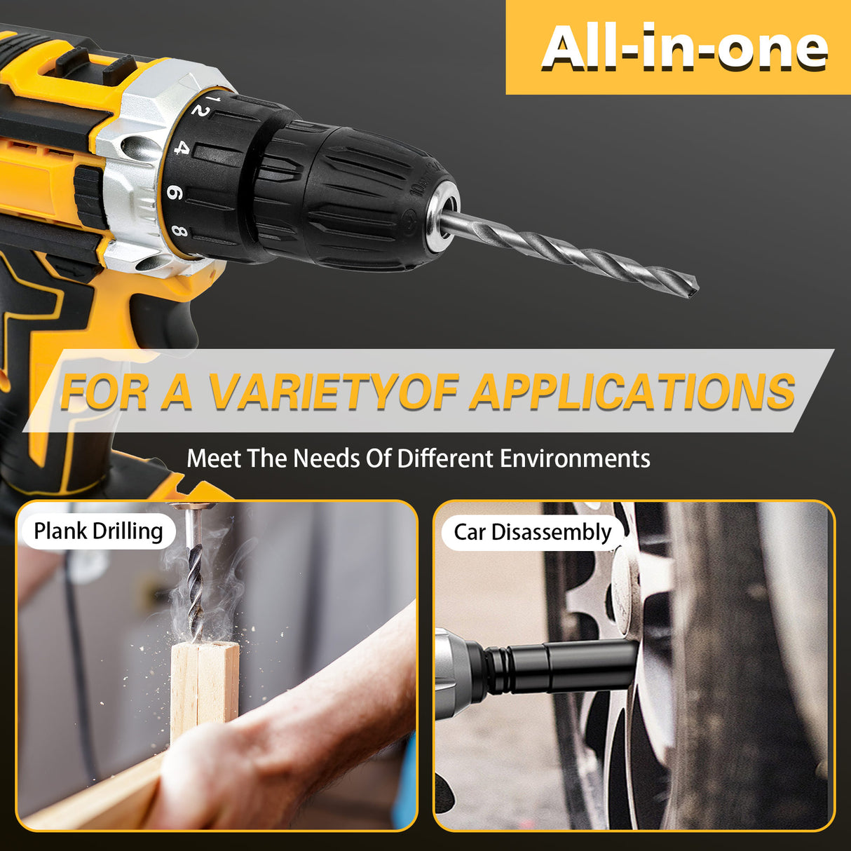 21V Cordless Impact Drill Kit with Batteries & Charger