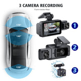 3" Teiple Lens 1080P WiFi Dash Cam Kit with Front & Rear Camera