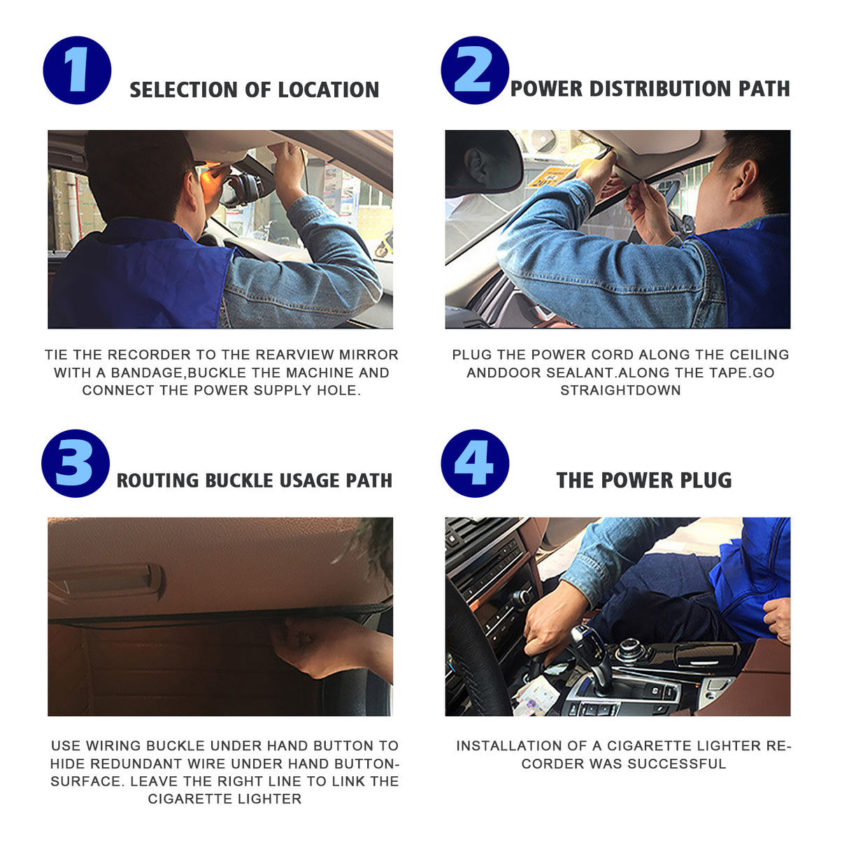 3" Teiple Lens 1080P WiFi Dash Cam Kit with Front & Rear Camera