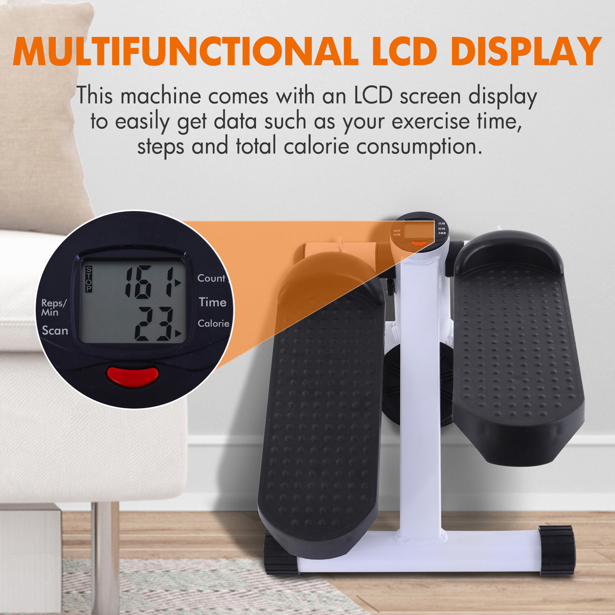 Multifunctional Mini Stepper with Resistance Bands for Home Fitness, Full Body Exercise