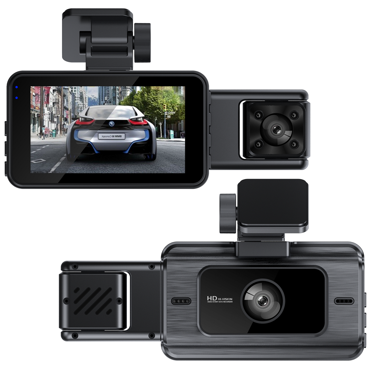 3" Teiple Lens 1080P WiFi Dash Cam Kit with Front & Rear Camera