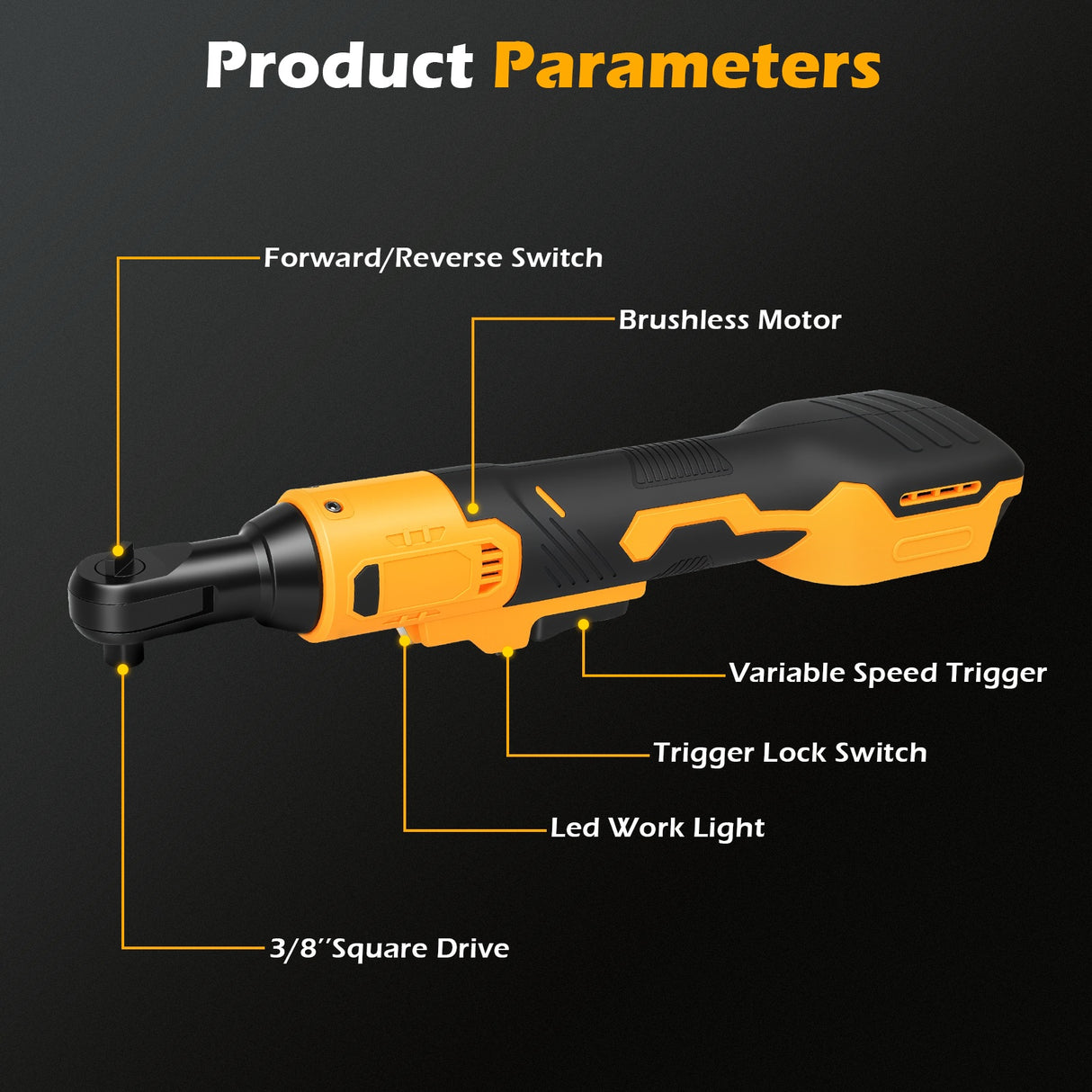 3/8" Brushless Cordless Ratchet Wrench For Dewalt 18V/20V Batteries
