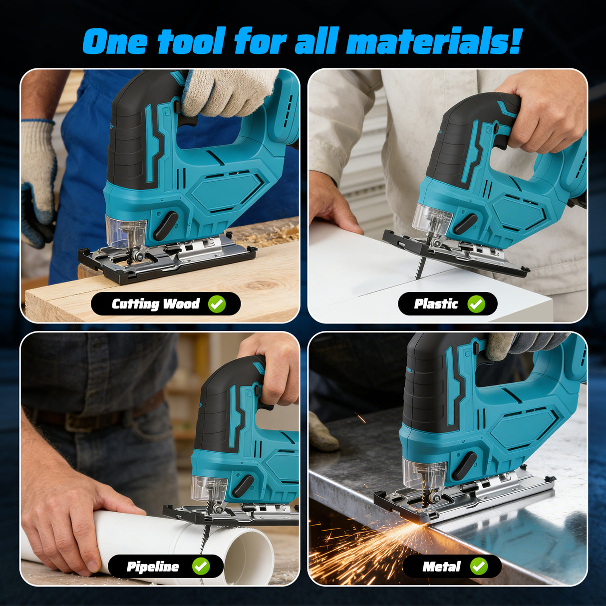 21V Cordless Electric Jigsaw with Batteries & Charger
