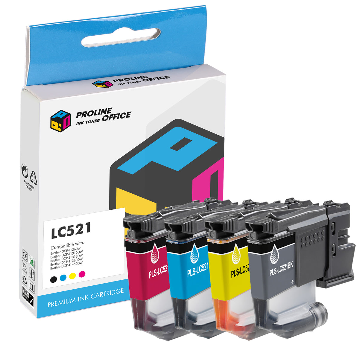 Brother Ink Design Compatible Brother DCP-J1360DW Ink Set - Brother LC521 Multipack ...