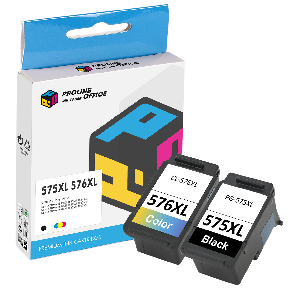 Compatible Canon PIXMA TS3751i Ink Set - Canon PG-575XL/CL-576XL Multi ...