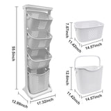 Rolling Laundry Basket Hamper with Wheels for Bathroom and Bedroom