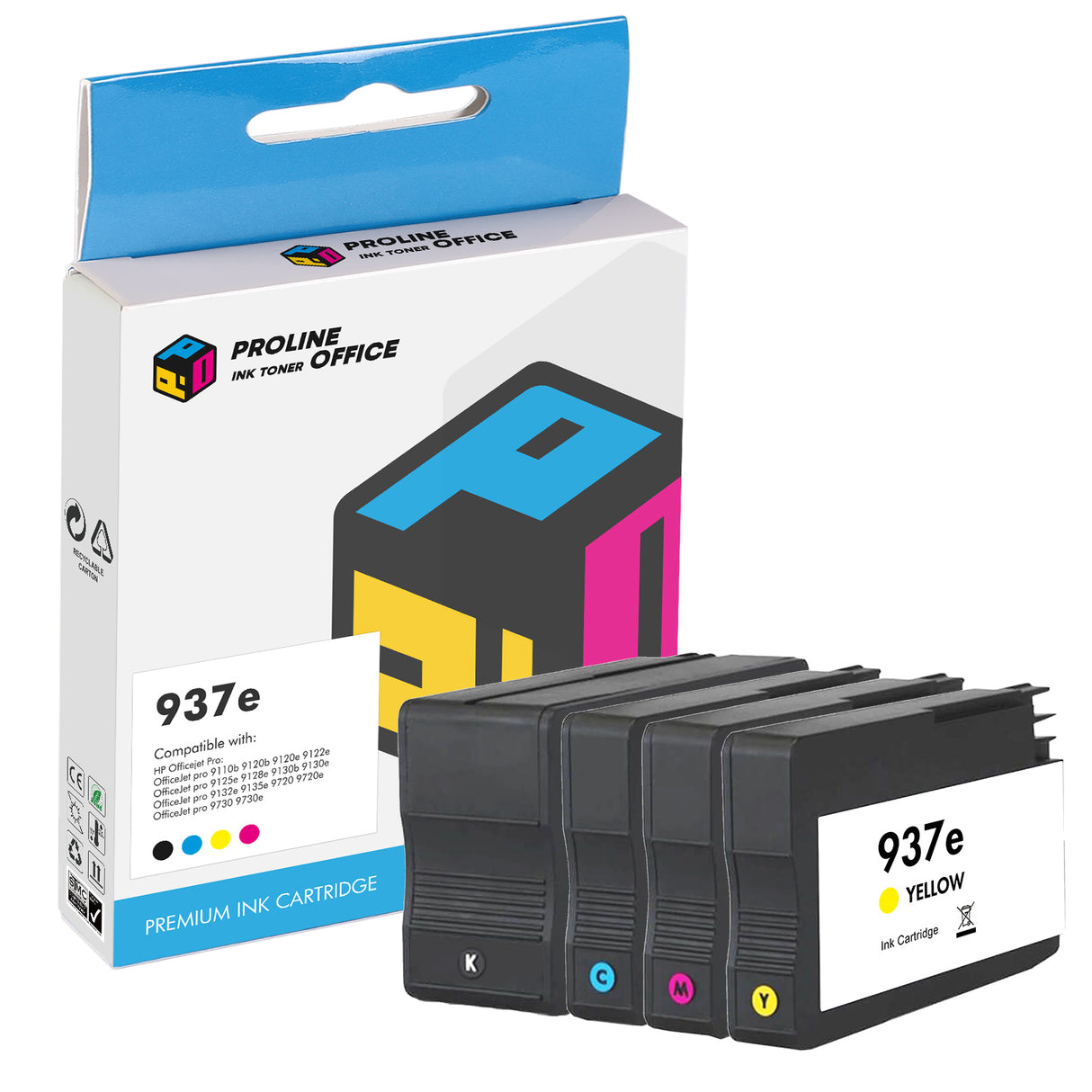 HP Officejet Pro 9132e toner cartridges hp937e 4pk
