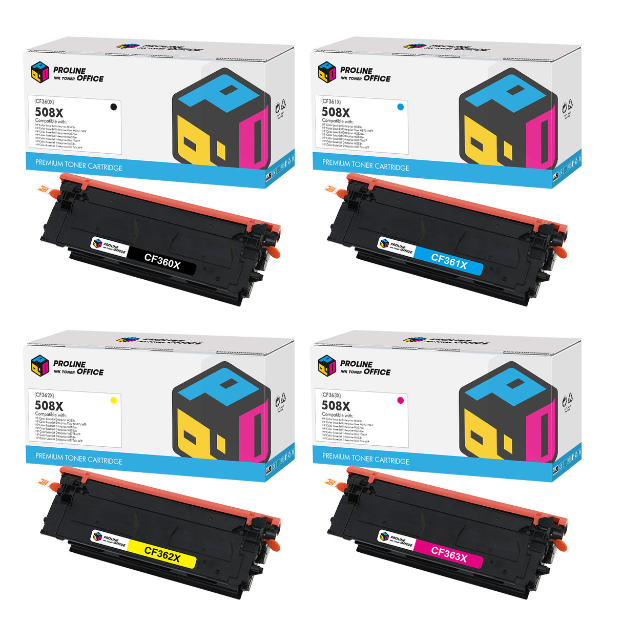 Compatible HP Color LaserJet Enterprise M553n Toner Cartridges 4pk