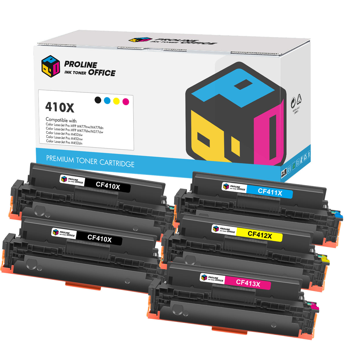 Compatible HP Color LaserJet Pro MFP M477fdn Toner Cartridges 5pk