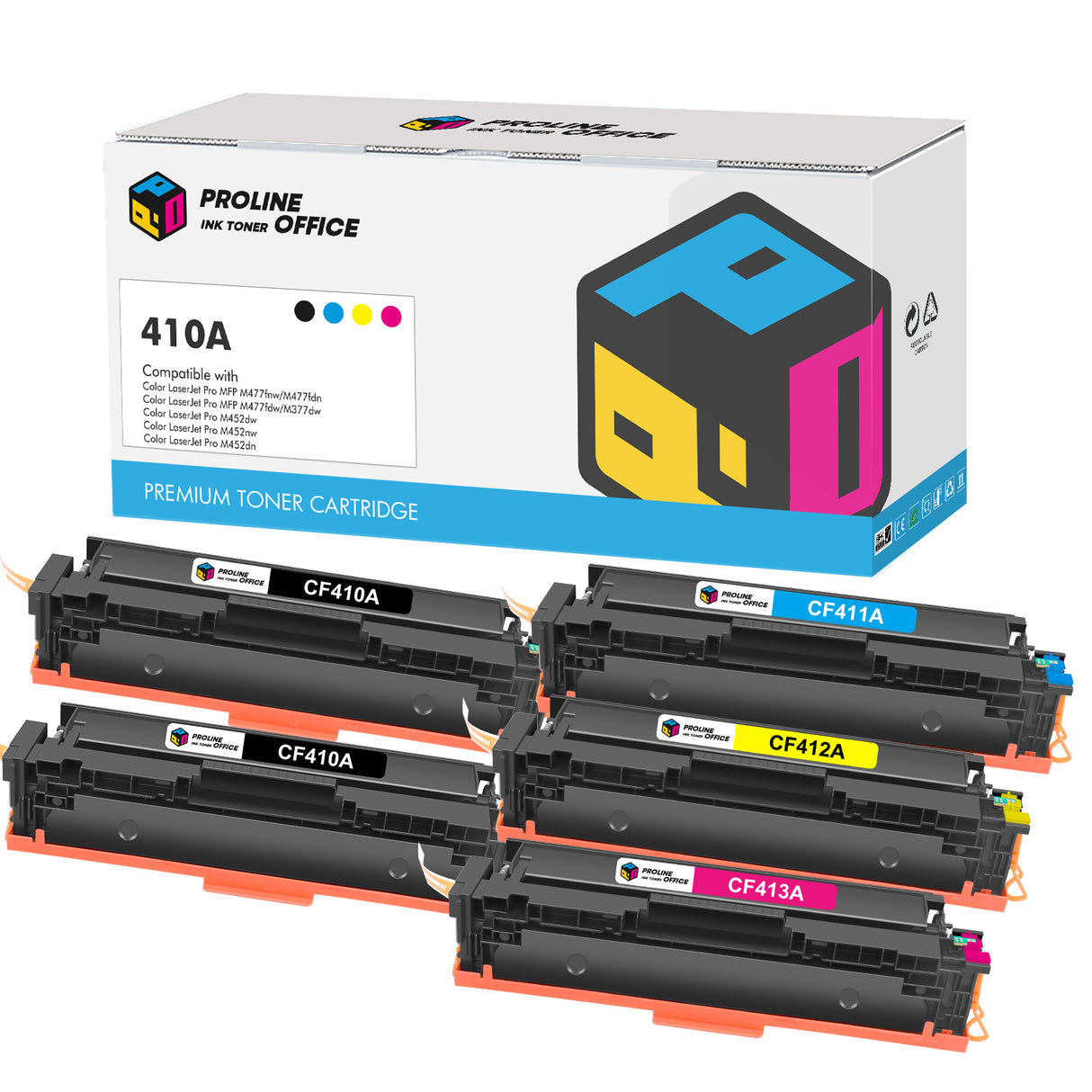 Compatible HP Color LaserJet Pro MFP M477fdn Toner Cartridges 5pk