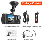 2" Triple Lens 1080P Dash Cam with Front & Rear Camera Accessories