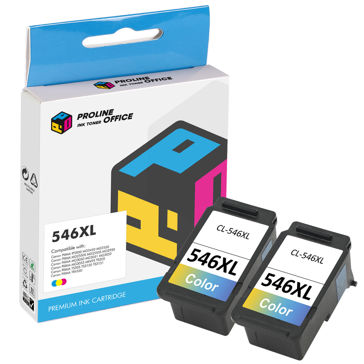 Compatible Canon CL-546XL 3-Color Ink Cartridge 2pk