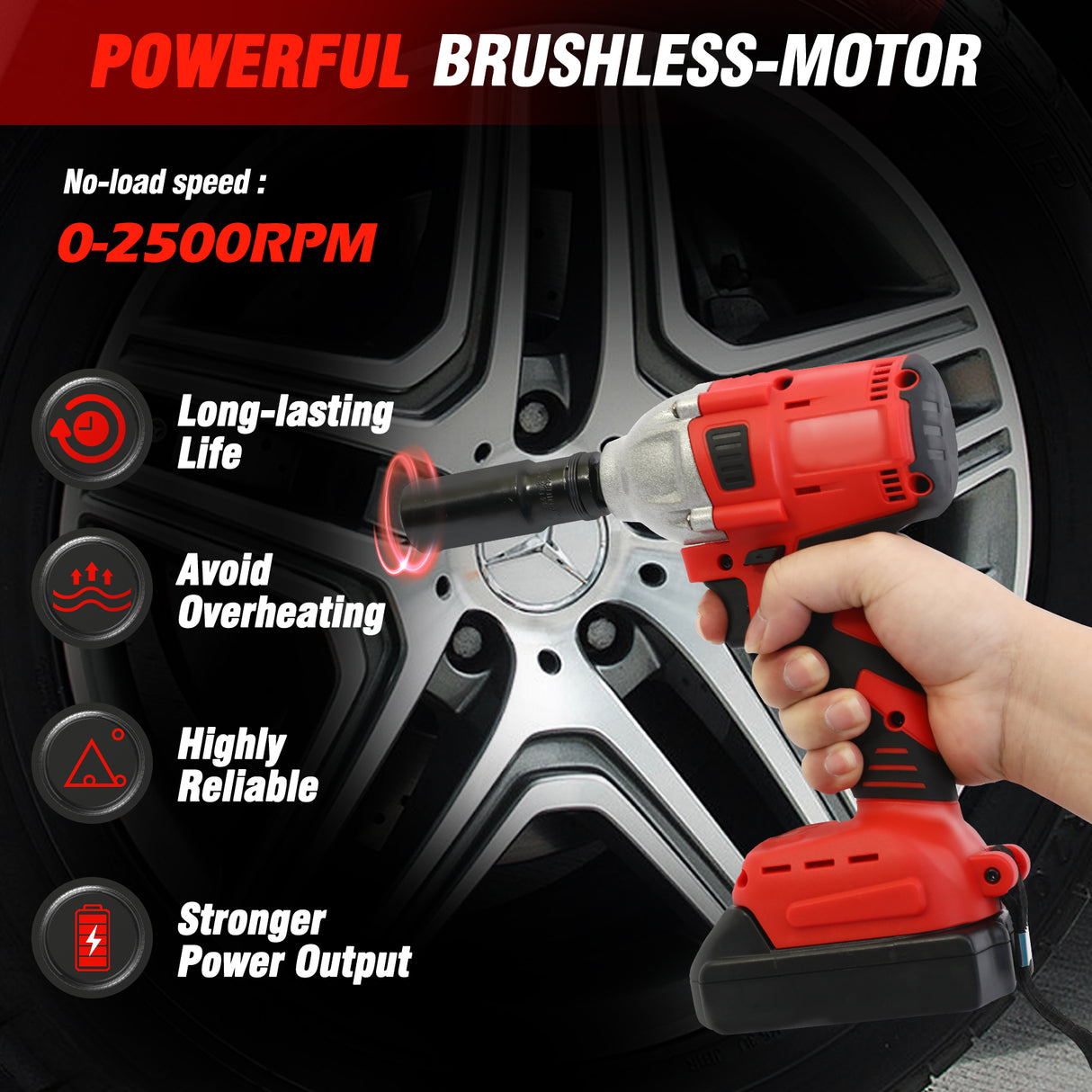 18V Brushless Cordless Impact Wrench Kit with 2 Batteries & Charger