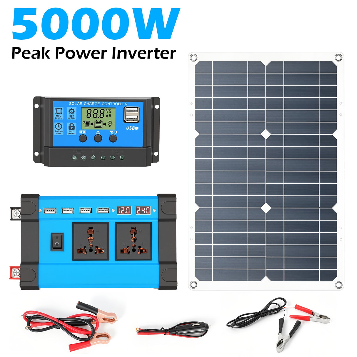 5000W Solar Panel Kit with 12V Inverter & Controller